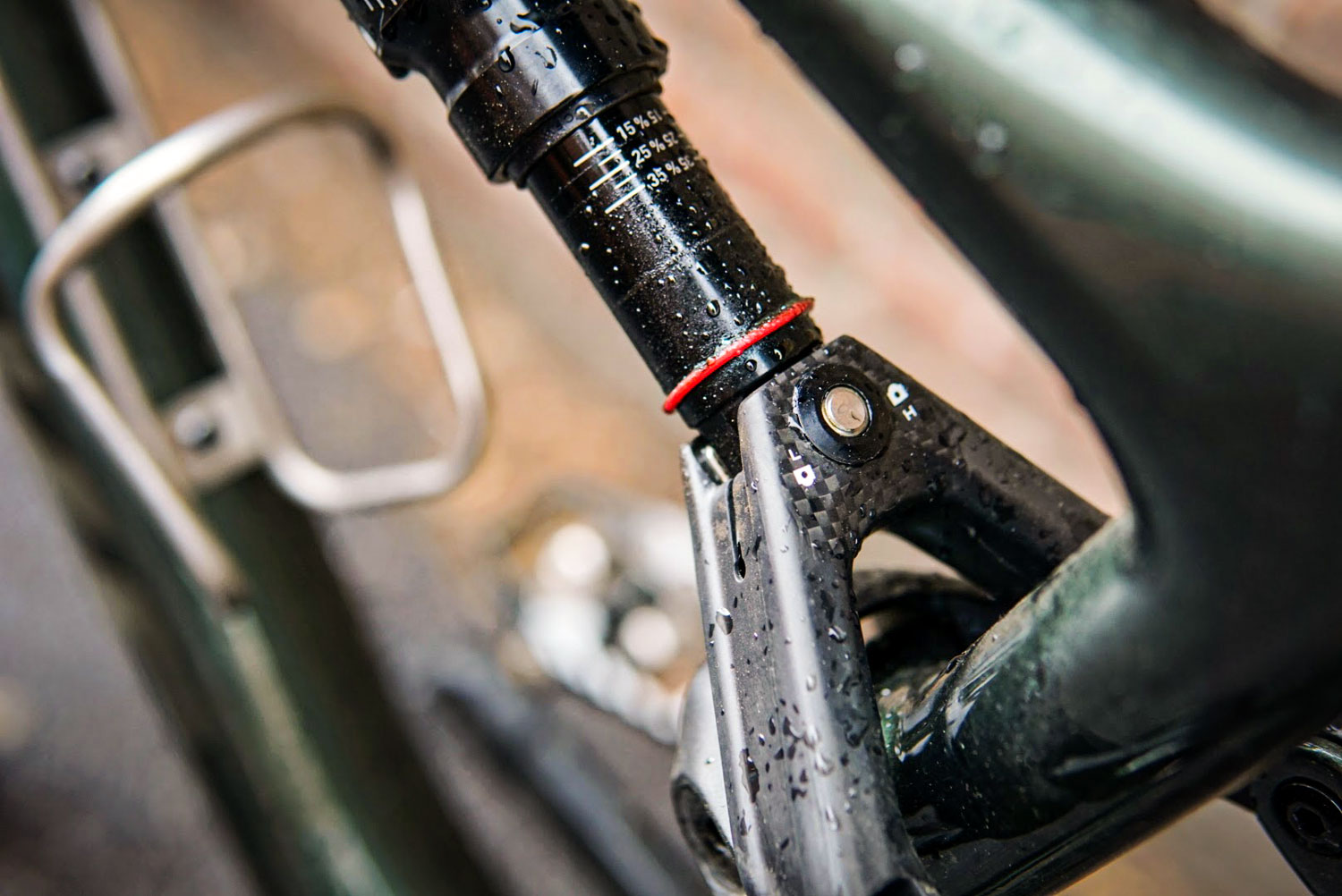Close-up of the Specialized Epic Evo S-Works' suspension